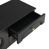 Mobile TV per soggiorno, con cassetti strutturati e ante in vetro, 175×35×45 cm, Nero(m-7)