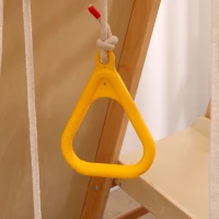 Struttura da arrampicata multifunzionale 7-in-1, altalena, scala da arrampicata, scivolo, rete, pietre da arrampicata, anelli, casetta tenda, 134×120×120 cm, Naturale(m-7)