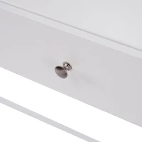 Coiffeuse avec miroir et 1 tiroir, 4 pieds en métal, style minimaliste, 95×40×93 cm, Blanc(m-7)