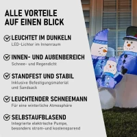 HOMCOM Schneemänner Schneemann Weihnachtsdekoration, LED-Lichter, 1,8 m, inkl. Gebläse, selbstaufblasend(m-7)