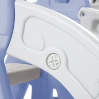 Toboggan 4-en-1 pour enfants avec balançoire, panier de basket, échelle de grimpe, toboggan de jardin pour intérieur et extérieur,140×118×102 cm, Bleu(m-9)