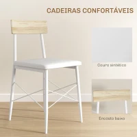 HOMCOM Conjunto de Refeição de 3 Peças Conjunto 1 Mesa 70x70x75 cm e 2 Cadeiras 40x50x80 cm com Prateleira de Armazenamento Branco e Madeira(m-5)