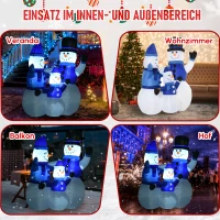 HOMCOM Schneemänner Schneemann Weihnachtsdekoration, LED-Lichter, 1,8 m, inkl. Gebläse, selbstaufblasend(m-6)