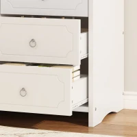 Commode classique avec 5 tiroirs, glissières silencieuses et poignées rondes en métal, MDF + panneau de particules, 40×40×100 cm, Blanc(m-6)