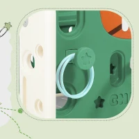 Scivolo combinato per bambini con scivolo lungo, scatola portaoggetti, tunnel, scala a pioli e canestro da basket, facile da montare e comodo da riporre, 152×186×110 cm,Verde Antico(m-10)