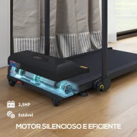 HOMCOM Passadeira 2 em 1 Passadeira com Guiador Dobrável 2,5 HP Velocidade Ajustável Máximo 10 km/h Passadeira Elétrica 130x59x96 cm Preto(m-4)