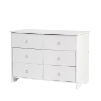 Comò con 6 Cassetti, Include uno specchio rimovibile, 100×50×132 cm,Bianco(m-9)