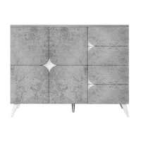 Sideboard mit Schubladen, Kommode mit spezieller Paneelform, moderne Ästhetik, reichlich Stauraum, 120×35,5×94 cm, Grau(m-11)