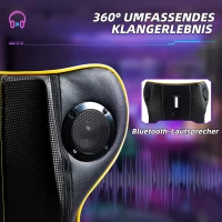 Vinsetto Gaming Stoel met Schommelfunctie en Luidspreker, Lenden- en Neksteun, voor Spelkamer, Kunstleer, Geel+Zwart(m-4)