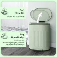 HOMCOM 20 Litre Pedal Bin, Fingerprint Proof Kitchen Bin with Soft-close Lid, Metal Rubbish Bin with Foot Pedal and Removable Inner Bucket, Light Green(m-5)