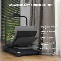 HOMCOM Passadeira 2 em 1 Passadeira com Guiador Dobrável 2,5 HP Velocidade Ajustável Máximo 10 km/h Passadeira Elétrica 130x59x96 cm Preto(m-7)