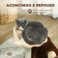 PawHut Arranhador para Gatos com Túnel Cama Plataforma Bola Suspensa e Poste de Juta 45x40x47 cm Marrom Escuro(m-5)