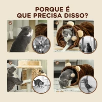 PawHut Arranhador para Gatos com Túnel Cama Plataforma Bola Suspensa e Poste de Juta 45x40x47 cm Marrom Escuro(m-6)