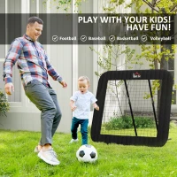 HOMCOM Rebounder Pliabil și Reglabil pentru Fotbal, Baseball și Volei, Plasă de Fotbal, 128x118x108-120 cm, Negru(m-4)