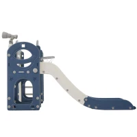 10-en-1 Toboggan pour enfants, Jouet d'escalade multifonction, Toboggan avec échelle d'escalade, Panier de basket, Jeu de golf, Jeu de lasso, Tableau de dessin, Rangement, Jumelles,172×165×95 cm, Bleu Antique(m-14)