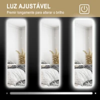 HOMCOM Espelho de Pé com Luz LED 40x150 cm sem Estrutura com Iluminação de 3 Cores Função de Memória e Tátil Transparente(m-5)