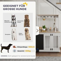 PawHut Hondenkooi met opbergplank voor speelgoed, haken voor lijnen, Krijtbord, Gum, voor grote honden, Wit(m-9)