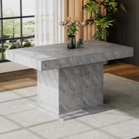 Ausziehbarer Esstisch mit Stauraum, Automatische Teleskopfunktion, Betonoptik, 180×80×76 cm, Grau(m-1)