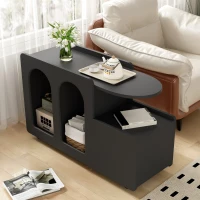 Mobile multifunzionale con ruote, versatile carrello portaoggetti per soggiorno, sala da pranzo e camera da letto, design arrotondato, 82 cm x 30 cm x 53 cm, Nero(m-4)