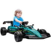 AIYAPLAY Aston Martin Licensed 12V Kids Ride on Racing Kart w/ Bluetooth, 4 Suspension Wheels, Music Lights Horn, Green(m-1)