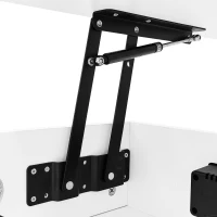 Nachttisch mit USB-Ladeschnittstelle, anhebbarer Tisch, bewegliches Riemenscheiben-Design, zwei Schubladen, 74×40.2×71 cm, Weiß(m-9)