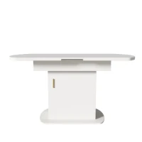 Tavolo da pranzo ovale allungabile, con spazio di archiviazione, 110/130L×70P×75Acm, Bianco+Oro(m-2)