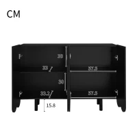 Credenza a goccia, con ante sagomate,  120×37,5×80,8 cm, Nero(m-4)