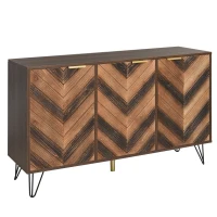 Credenza a 3 Ante con Spazio portaoggetti, color Legno Naturale(m-6)