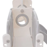 Scivolo per bambini con altalena, piattaforma, armadietto,gioco di perforazione, canestro basket e scala,Grigio+Bianco(m-7)