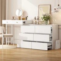 Coiffeuse avec armoires latérales extensibles, armoire de rangement pratique, 200×40×85 cm, Blanc(m-4)