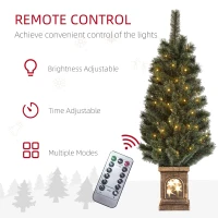 HOMCOM 4ft Artificial Christmas Tree with 80 Warm White LED Lights, 8 Modes and Remote, Realistic Xmas Tree with Square Stand for Party Decoration, Green(m-6)