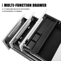 Mobile File Cabinet with 3 Storage Drawers, Lockable Casters, Enamel Finish, Steel Side Table for Office, Study, 41L x 52W x 60H cm, White(m-6)