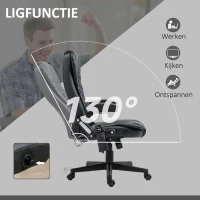 HOMCOM® directiestoel met massagefunctie bureaustoel kantoorstoel gaming stoel massagestoel met warmtefunctie vibratie op 6 punten draaibaar zwart(m-7)