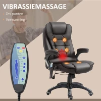 HOMCOM bureaustoel kantoorstoel directiestoel gaming stoel massagestoel 6-punts vibrerende massage met warmtefunctie draaibaar (bruin)(m-4)