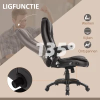 HOMCOM bureaustoel kantoorstoel directiestoel gaming stoel massagestoel 6-punts vibrerende massage met warmtefunctie draaibaar (bruin)(m-7)