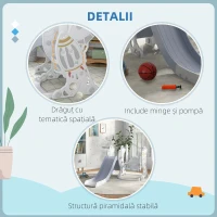 AIYAPLAY Set Tobogan cu Leagăn și Coș de Baschet pentru Copii 18-48 Luni, 150x185x92 cm, Gri(m-6)