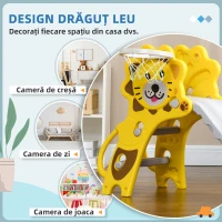 Aiyaplay Tobogan 2-in-1 pentru Copii – Tema Leu cu Cos de Baschet(m-5)