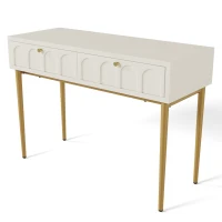 Space-Saving Dressing Table with 2 Drawers, Robust Construction, Minimalist Vanity for Bedroom, 100L x 45W x 76.5H cm, White(m-9)