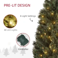 HOMCOM 4ft Artificial Christmas Tree with 80 Warm White LED Lights, 8 Modes and Remote, Realistic Xmas Tree with Square Stand for Party Decoration, Green(m-5)