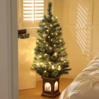 HOMCOM 4ft Artificial Christmas Tree with 80 Warm White LED Lights, 8 Modes and Remote, Realistic Xmas Tree with Square Stand for Party Decoration, Green(m-10)