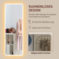 HOMCOM LED Volledige lichaamsspiegel, dimbaar, randloos, Touch-bediening, 40 x 120 cm(m-7)