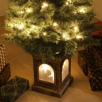 HOMCOM 4ft Artificial Christmas Tree with 80 Warm White LED Lights, 8 Modes and Remote, Realistic Xmas Tree with Square Stand for Party Decoration, Green(m-9)