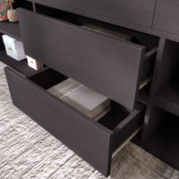 Children's Wooden Mid Sleeper Cabin Bed with Drawers and Shelves, Versatile Bed Frame for Bedroom, 196L x 94W x 92H cm, Taupe(m-8)