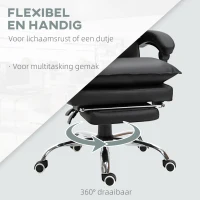 Vinsetto kantoorstoel met voetensteun in hoogte verstelbare bureaustoel draaistoel rugleuning kunstleer zwart 66 x 72 x 122-130 cm(m-7)