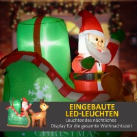 Outsunny Kerstman met Slee & Rendier, Opblaasbaar met Witte LED-Verlichting, 210 x 80 x 140 cm(m-4)