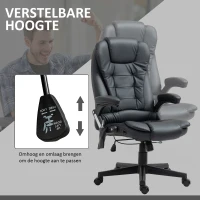 HOMCOM® directiestoel met massagefunctie bureaustoel kantoorstoel gaming stoel massagestoel met warmtefunctie vibratie op 6 punten draaibaar zwart(m-6)
