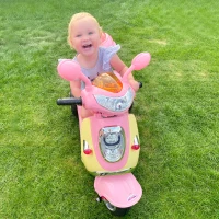 HOMCOM Elektro Kindermotorrad Elektromotorrad Kinderelektroauto Kinderfahrzeug Dreirad, 6V, Metall+PP, 108x51x75cm (Rosa+Gelb)(m-2)