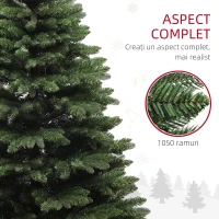 HOMCOM Brad de Crăciun Artificial cu 1050 Crengi Ignifuge, Pom de Crăciun Realist în Formă de Pin, Ø120x180 cm, Verde(m-6)