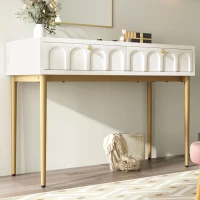 Space-Saving Dressing Table with 2 Drawers, Robust Construction, Minimalist Vanity for Bedroom, 100L x 45W x 76.5H cm, White(m-4)
