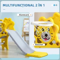 Aiyaplay Tobogan 2-in-1 pentru Copii – Tema Leu cu Cos de Baschet(m-4)